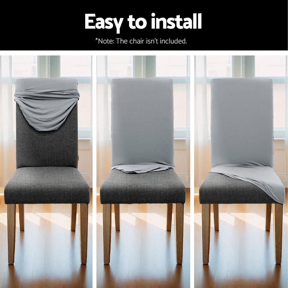 Artiss Furniture > Dining > Dining Set Artiss Dining Chair Covers 6x Slipcovers Spandex Stretch Banquet Wedding Grey