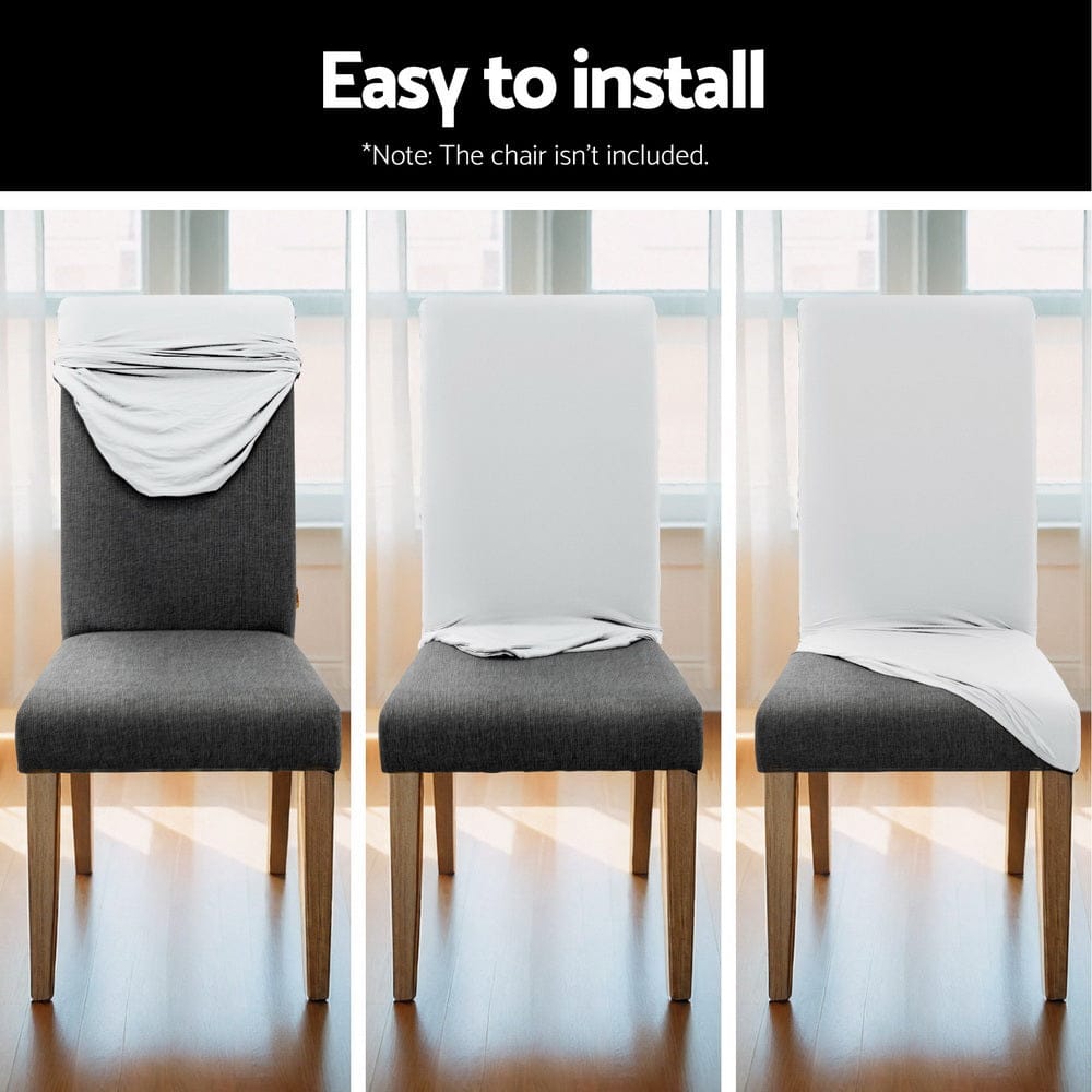 Artiss Furniture > Dining > Dining Set Artiss Dining Chair Covers 6x Slipcovers Spandex Stretch Banquet Wedding White