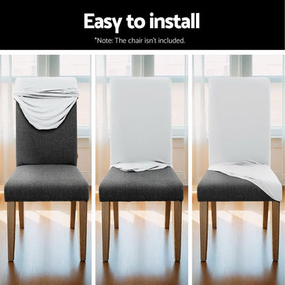 Artiss Furniture > Dining > Dining Set Artiss Dining Chair Covers 6x Slipcovers Spandex Stretch Banquet Wedding White