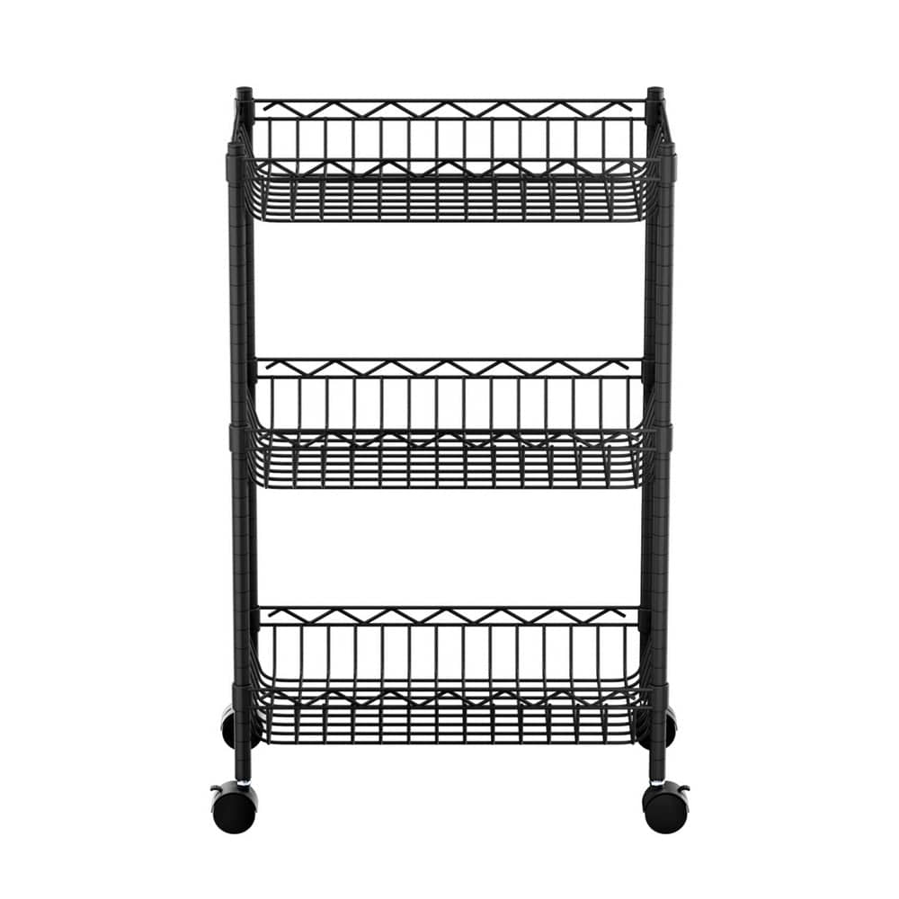 Artiss Furniture > Dining > Kitchen & Dining Trolleys Artiss 3-Tier Shelving Unit Adjustable Garage Storage Kitchen Rack With Wheels