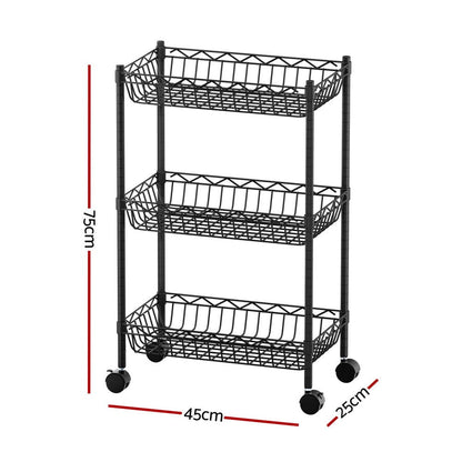 Artiss Furniture > Dining > Kitchen & Dining Trolleys Artiss 3-Tier Shelving Unit Adjustable Garage Storage Kitchen Rack With Wheels