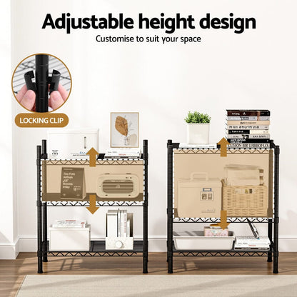 Artiss Furniture > Dining > Kitchen & Dining Trolleys Artiss 3-Tier Shelving Unit Adjustable Garage Storage Shelves Kitchen Rack Steel