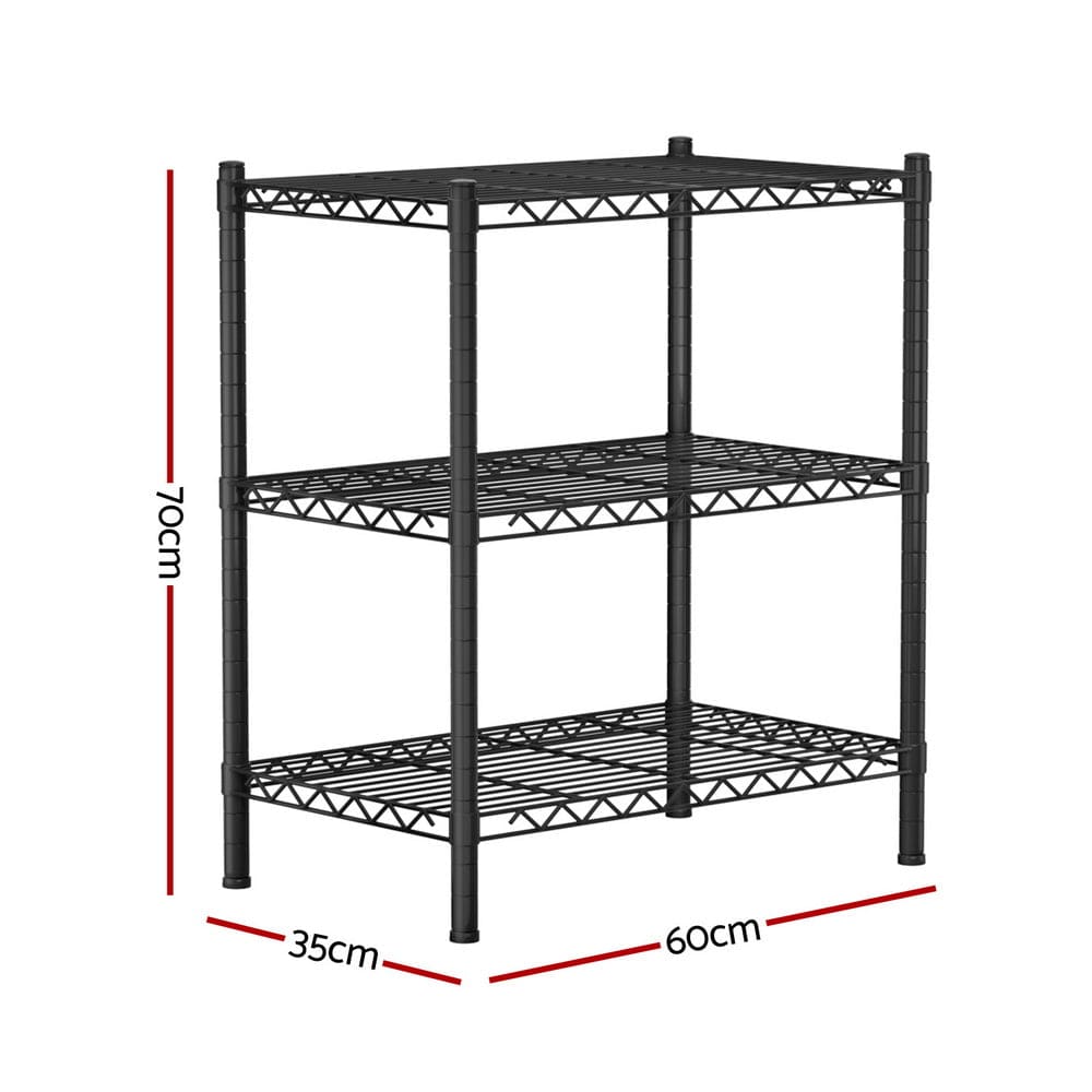 Artiss Furniture > Dining > Kitchen & Dining Trolleys Artiss 3-Tier Shelving Unit Adjustable Garage Storage Shelves Kitchen Rack Steel