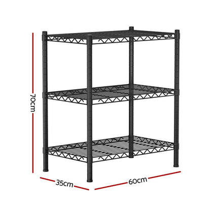 Artiss Furniture > Dining > Kitchen & Dining Trolleys Artiss 3-Tier Shelving Unit Adjustable Garage Storage Shelves Kitchen Rack Steel