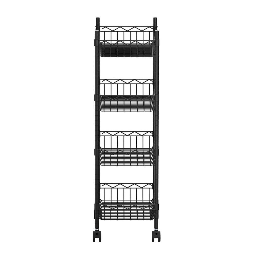 Artiss Furniture > Dining > Kitchen & Dining Trolleys Artiss 4-Tier Shelving Unit Adjustable Garage Storage Kitchen Rack With Wheels