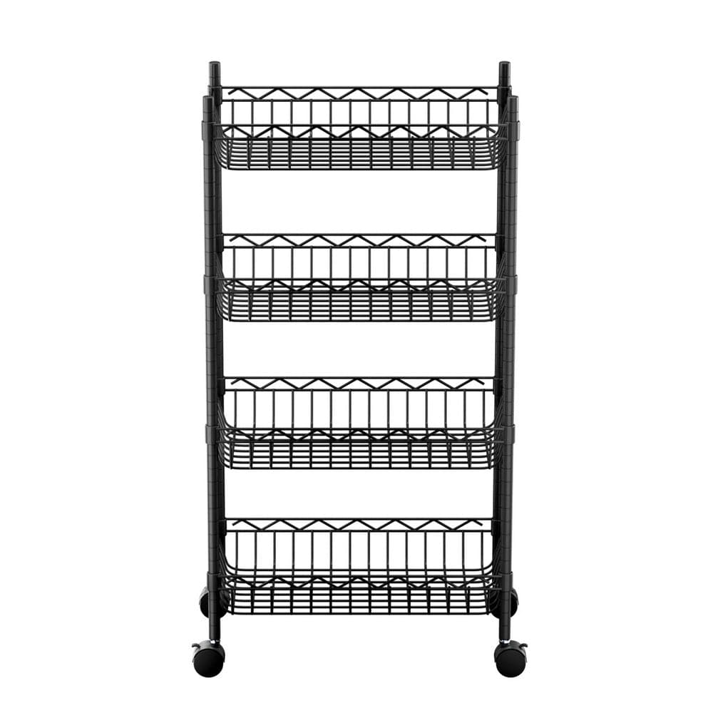 Artiss Furniture > Dining > Kitchen & Dining Trolleys Artiss 4-Tier Shelving Unit Adjustable Garage Storage Kitchen Rack With Wheels