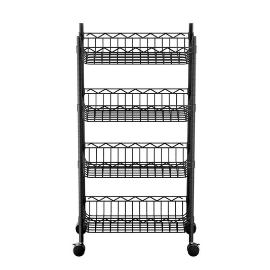 Artiss Furniture > Dining > Kitchen & Dining Trolleys Artiss 4-Tier Shelving Unit Adjustable Garage Storage Kitchen Rack With Wheels