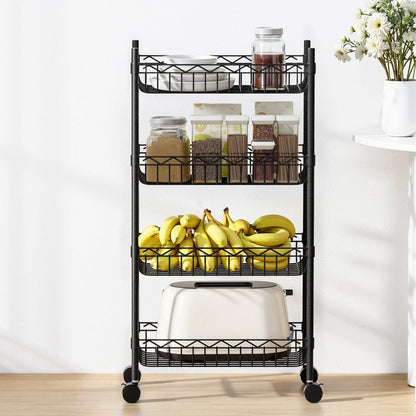 Artiss Furniture > Dining > Kitchen & Dining Trolleys Artiss 4-Tier Shelving Unit Adjustable Garage Storage Kitchen Rack With Wheels