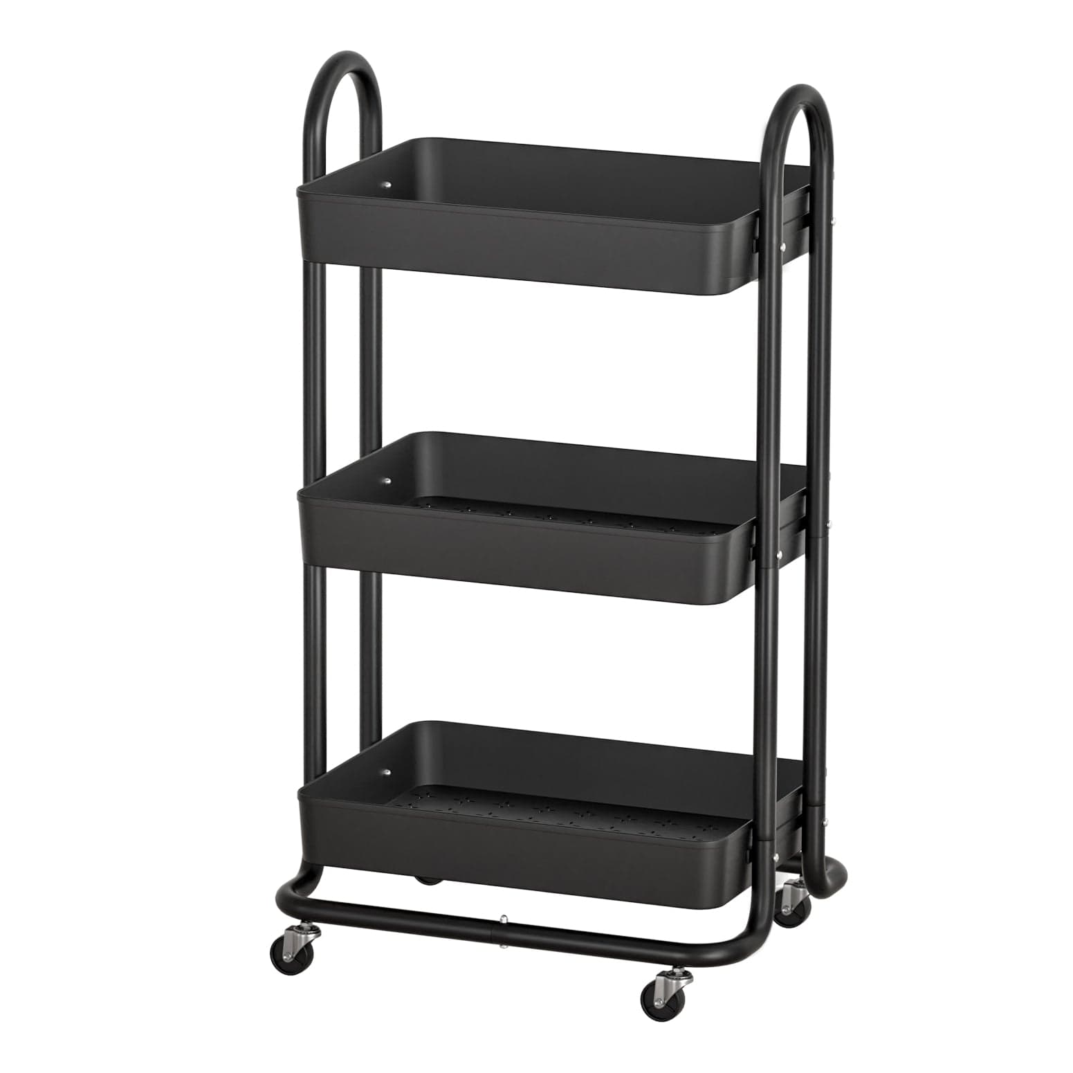 Artiss Furniture > Dining > Kitchen & Dining Trolleys Artiss Storage Trolley Kitchen Cart 3 Tiers Rack Shelf Organiser Wheels Black