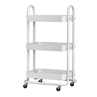 Artiss Furniture > Dining > Kitchen & Dining Trolleys Artiss Storage Trolley Kitchen Cart 3 Tiers Rack Shelf Organiser Wheels White