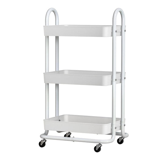 Artiss Furniture > Dining > Kitchen & Dining Trolleys Artiss Storage Trolley Kitchen Cart 3 Tiers Rack Shelf Organiser Wheels White