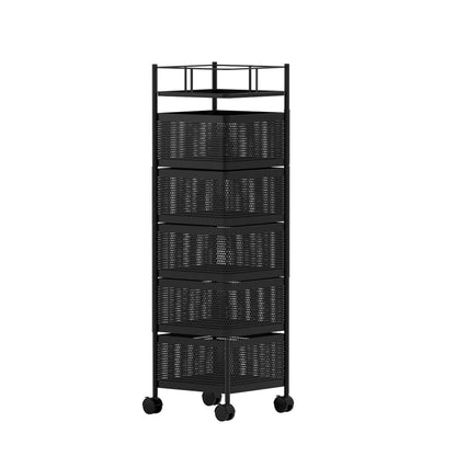 Artiss Furniture > Dining > Kitchen & Dining Trolleys Artiss Storage Trolley Kitchen Cart 5 Tiers Storage Rack Black