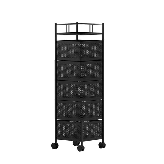Artiss Furniture > Dining > Kitchen & Dining Trolleys Artiss Storage Trolley Kitchen Cart 5 Tiers Storage Rack Black
