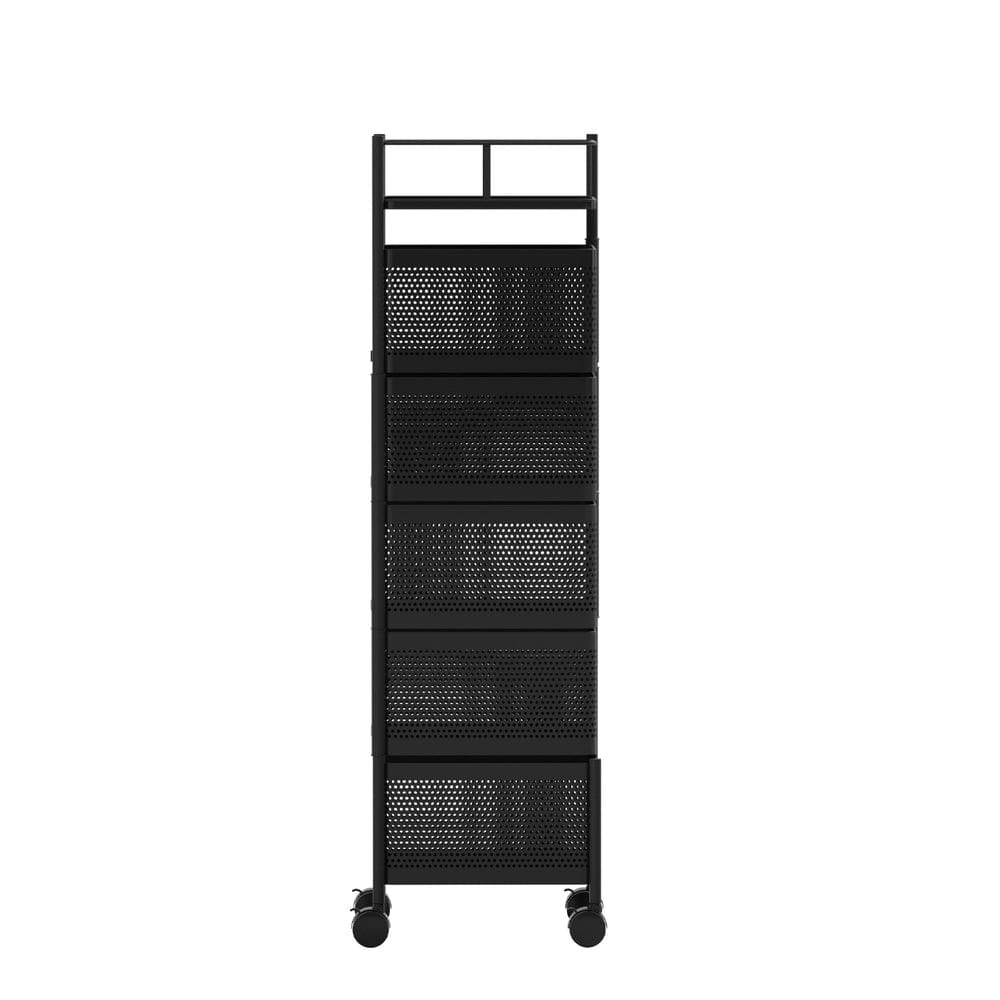 Artiss Furniture > Dining > Kitchen & Dining Trolleys Artiss Storage Trolley Kitchen Cart 5 Tiers Storage Rack Black