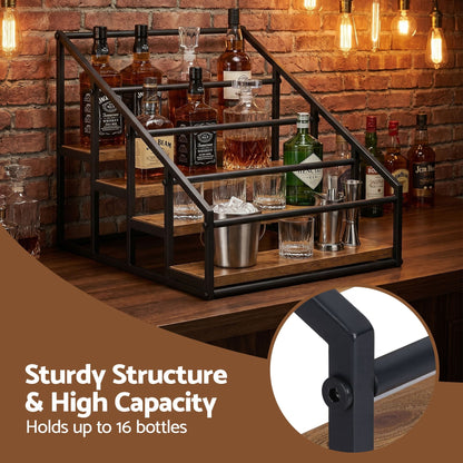 Artiss Furniture > Dining > Wine Racks Artiss 4-Tier Wine Rack Tabletop Countertop Wine Bottle Holder 16 Bottles Freestanding Black & Wood