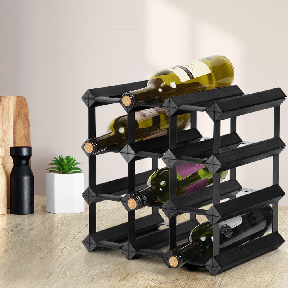 Artiss Furniture > Dining > Wine Racks Artiss Wine Rack 12 Bottle Black