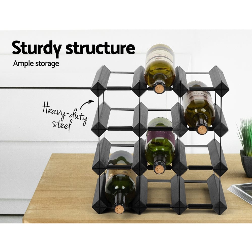 Artiss Furniture > Dining > Wine Racks Artiss Wine Rack 12 Bottle Black