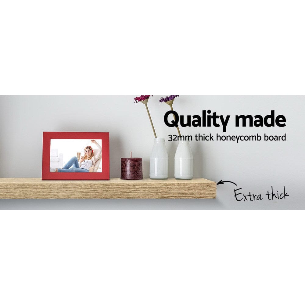 Artiss Furniture > Living Room > Bookcases & Shelves Artiss Floating Wall Shelf Set of 3 Oak