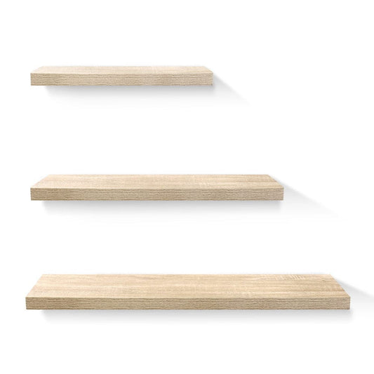 Artiss Furniture > Living Room > Bookcases & Shelves Artiss Floating Wall Shelf Set of 3 Oak
