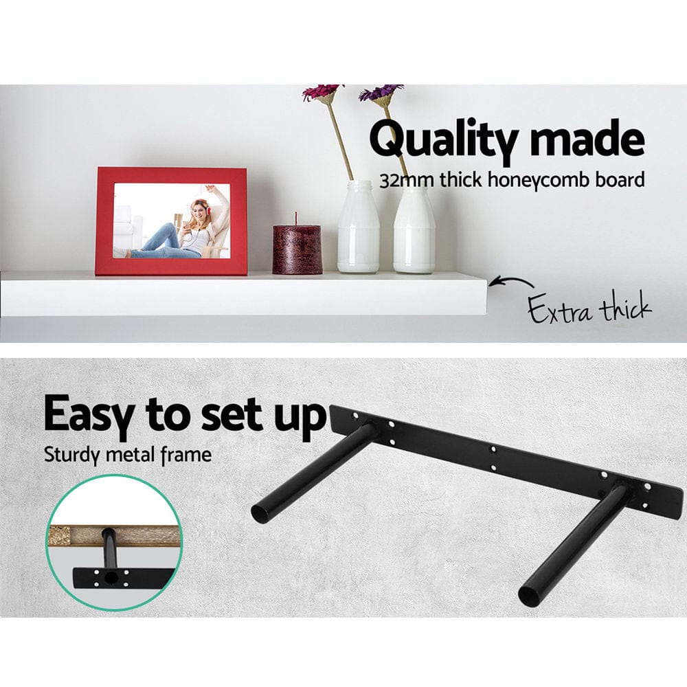 Artiss Furniture > Living Room > Bookcases & Shelves Artiss Floating Wall Shelf Set of 3 White