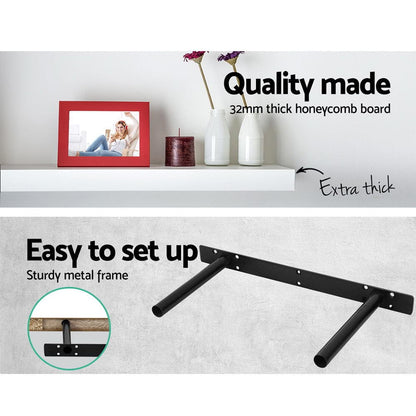 Artiss Furniture > Living Room > Bookcases & Shelves Artiss Floating Wall Shelf Set of 3 White