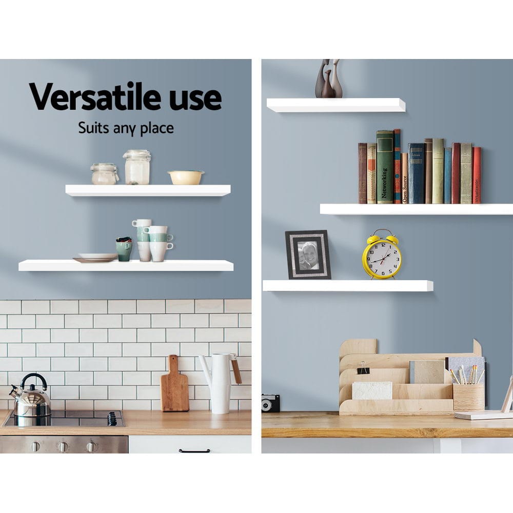 Artiss Furniture > Living Room > Bookcases & Shelves Artiss Floating Wall Shelf Set of 3 White