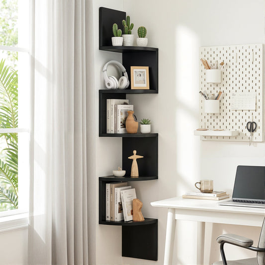 Artiss Furniture > Living Room > Bookcases & Shelves Artiss Wall Shelf Bookshelf Corner Floating 5-Tier Black