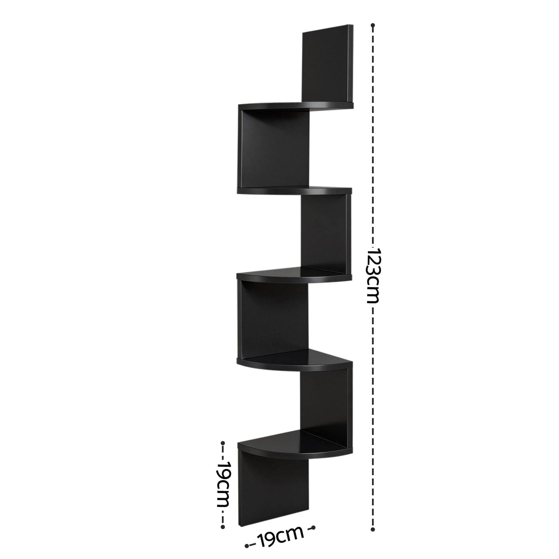 Artiss Furniture > Living Room > Bookcases & Shelves Artiss Wall Shelf Bookshelf Corner Floating 5-Tier Black