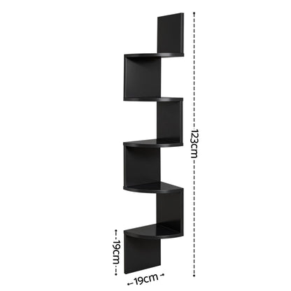 Artiss Furniture > Living Room > Bookcases & Shelves Artiss Wall Shelf Bookshelf Corner Floating 5-Tier Black