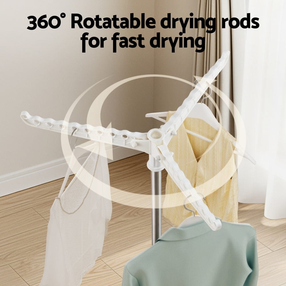 Artiss Furniture > Living Room > Coat Racks Artiss Clothes Rack Airer 2 Tier Rotatable Hanger Foldable