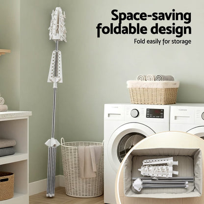 Artiss Furniture > Living Room > Coat Racks Artiss Clothes Rack Airer 2 Tier Rotatable Hanger Foldable