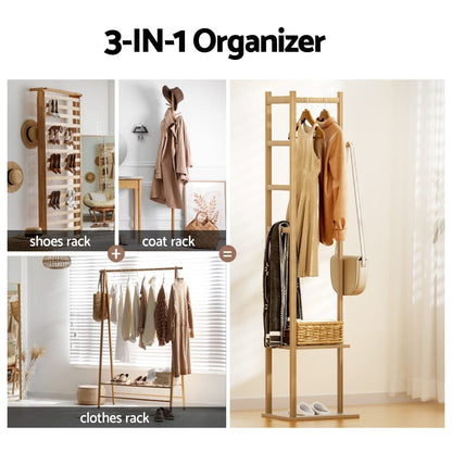 Artiss Furniture > Living Room > Coat Racks Artiss Clothes Rack Airer Coat Stand Bamboo