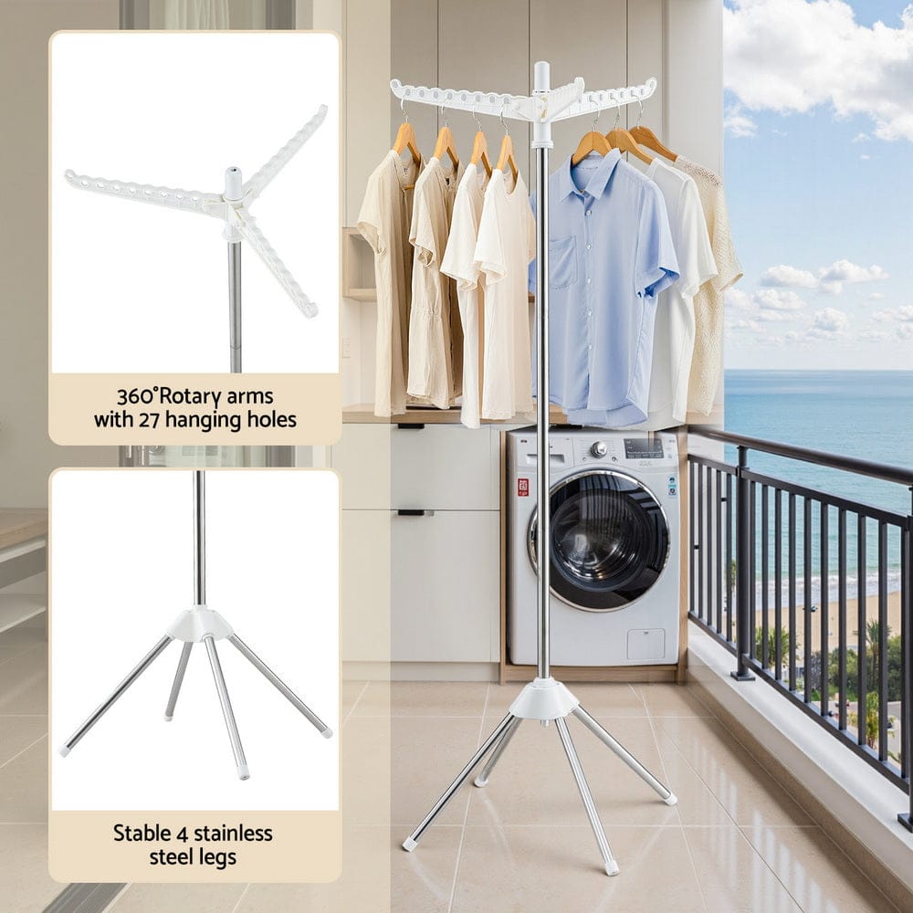 Artiss Furniture > Living Room > Coat Racks Artiss Clothes Rack Airer Rotatable Hanger Foldable 163cm