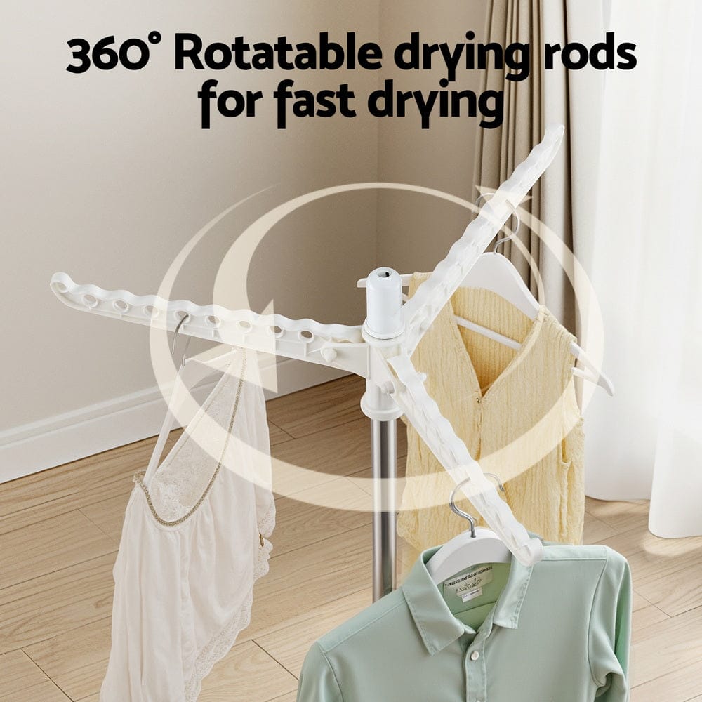 Artiss Furniture > Living Room > Coat Racks Artiss Clothes Rack Airer Rotatable Hanger Foldable 163cm