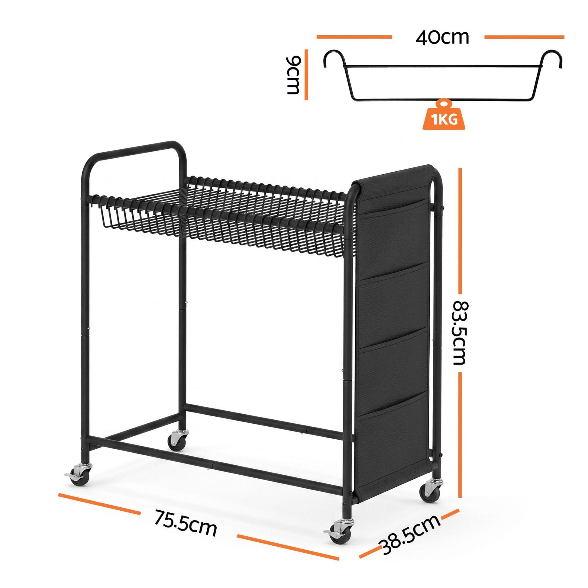 Artiss Furniture > Living Room > Coat Racks Artiss Pants Trolley Mobile Clothes Rack Clothing Stand with 30 Hangers Wheels Storage Organizer Bag