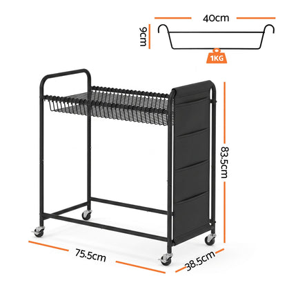 Artiss Furniture > Living Room > Coat Racks Artiss Pants Trolley Mobile Clothes Rack Clothing Stand with 30 Hangers Wheels Storage Organizer Bag