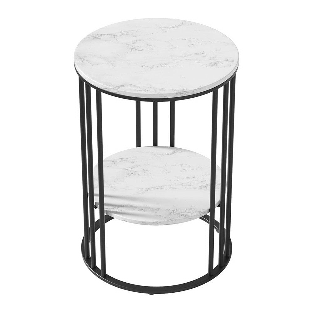 Artiss Furniture > Living Room > Coffee Tables Artiss Coffee Table 2-Tier Round Marble Effect