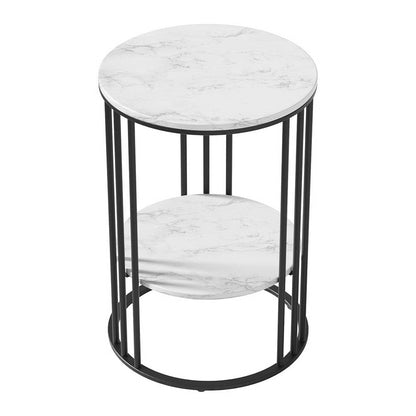 Artiss Furniture > Living Room > Coffee Tables Artiss Coffee Table 2-Tier Round Marble Effect
