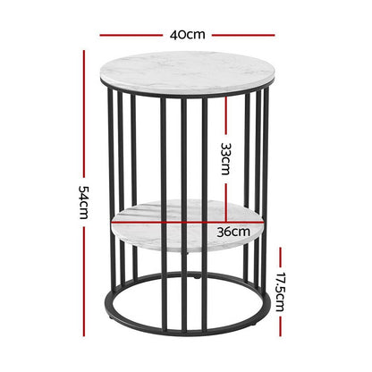 Artiss Furniture > Living Room > Coffee Tables Artiss Coffee Table 2-Tier Round Marble Effect