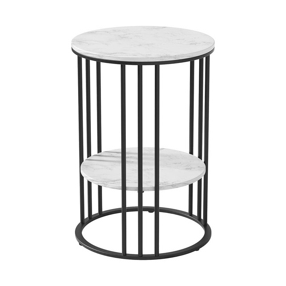 Artiss Furniture > Living Room > Coffee Tables Artiss Coffee Table 2-Tier Round Marble Effect