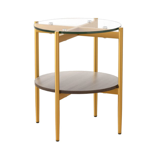 Artiss Furniture > Living Room > Coffee Tables Artiss Coffee Table 45CM Round Tempered Glass Carol