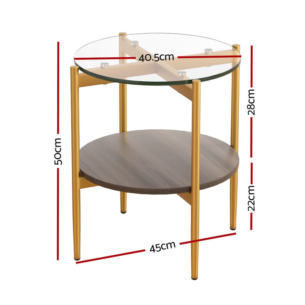 Artiss Furniture > Living Room > Coffee Tables Artiss Coffee Table 45CM Round Tempered Glass Carol