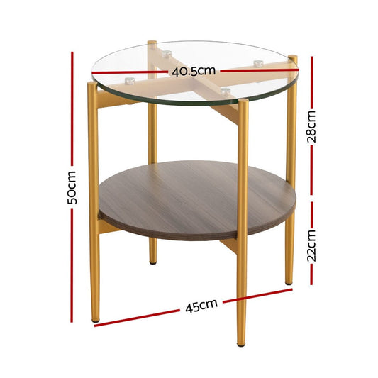 Artiss Furniture > Living Room > Coffee Tables Artiss Coffee Table 45CM Round Tempered Glass Carol