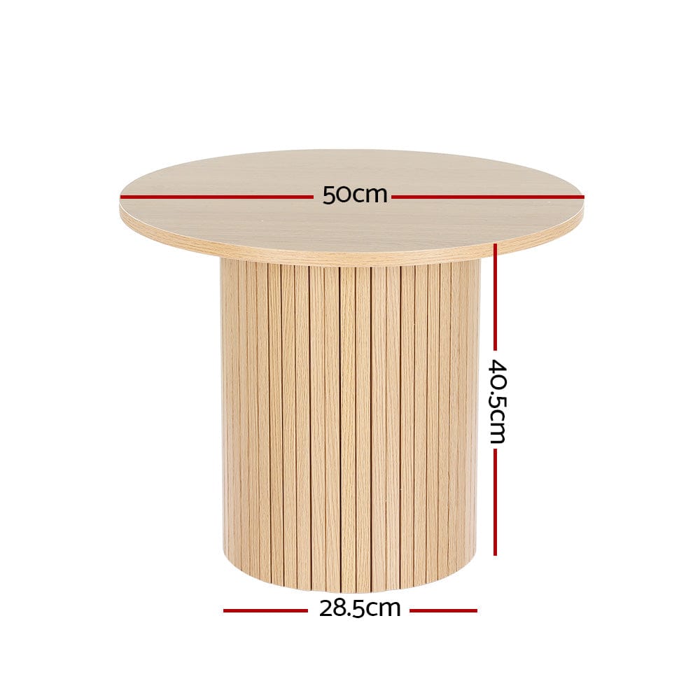 Artiss Furniture > Living Room > Coffee Tables Artiss Coffee Table Round Fluted Base PIIA