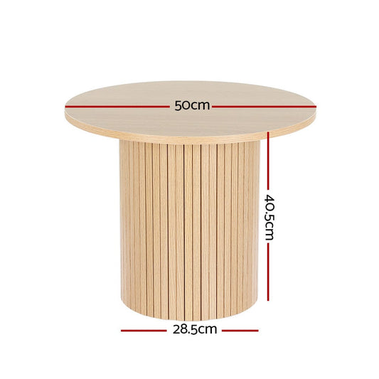Artiss Furniture > Living Room > Coffee Tables Artiss Coffee Table Round Fluted Base PIIA