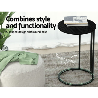 Artiss Furniture > Living Room > Coffee Tables Artiss Coffee Table Side Table Round Black Martha