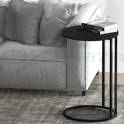 Artiss Furniture > Living Room > Coffee Tables Artiss Coffee Table Side Table Round Black Martha