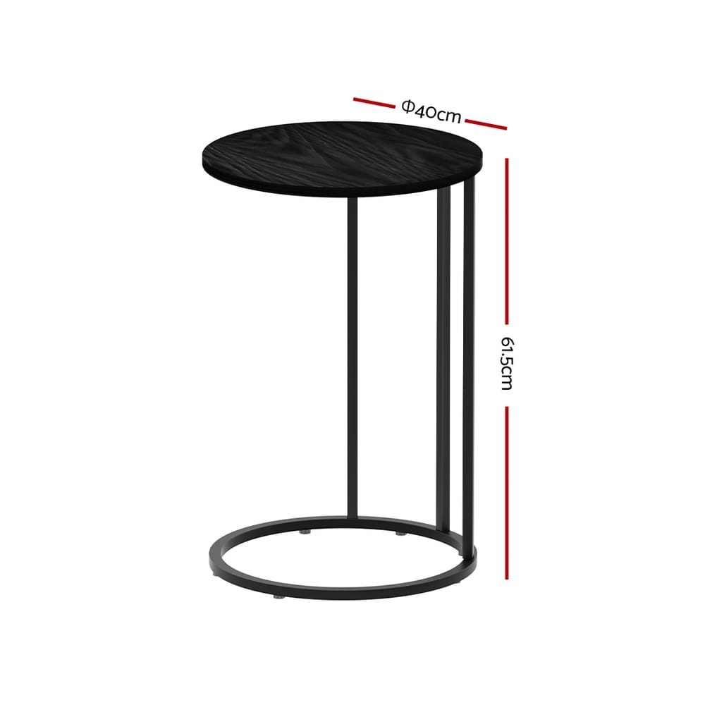Artiss Furniture > Living Room > Coffee Tables Artiss Coffee Table Side Table Round Black Martha