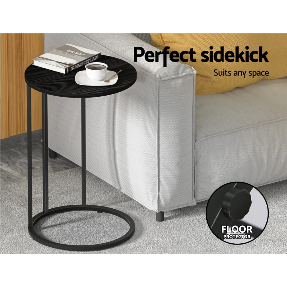 Artiss Furniture > Living Room > Coffee Tables Artiss Coffee Table Side Table Round Black Martha
