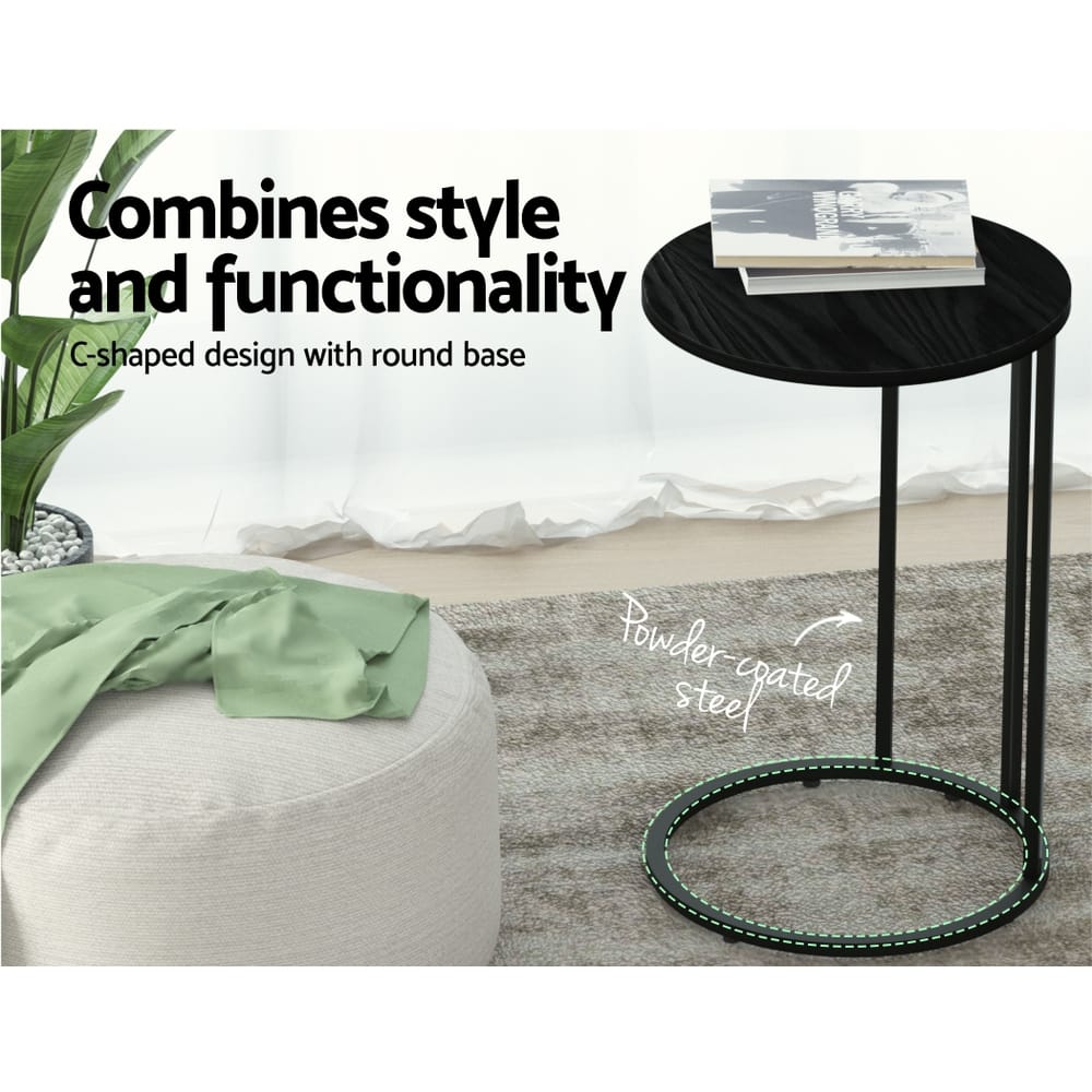 Artiss Furniture > Living Room > Coffee Tables Artiss Coffee Table Side Table Round Black Martha